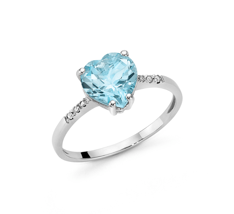 Anello Oro Bianco Topazio Azzurro Pozzoni Gioielli