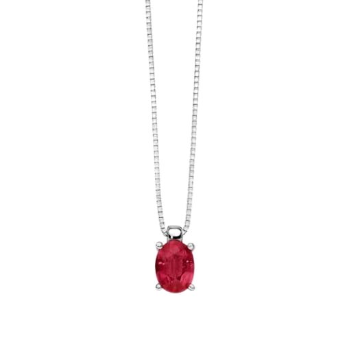 Collana Yukiko in Oro Bianco Rubino Rosso Ovale CLD4275Y Pozzoni Gioielli