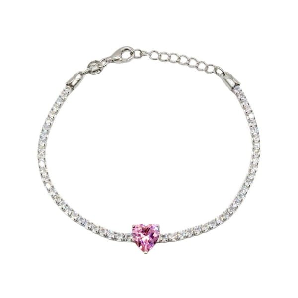 Bracciale Morgana in Argento 925 con Cuore Rosa Pozzoni Gioielli