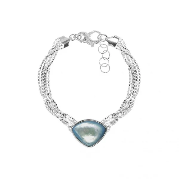 Bracciale in Argento 925 con Madreperla Azzurra Rivera MPBR2940 Pozzoni Gioielli