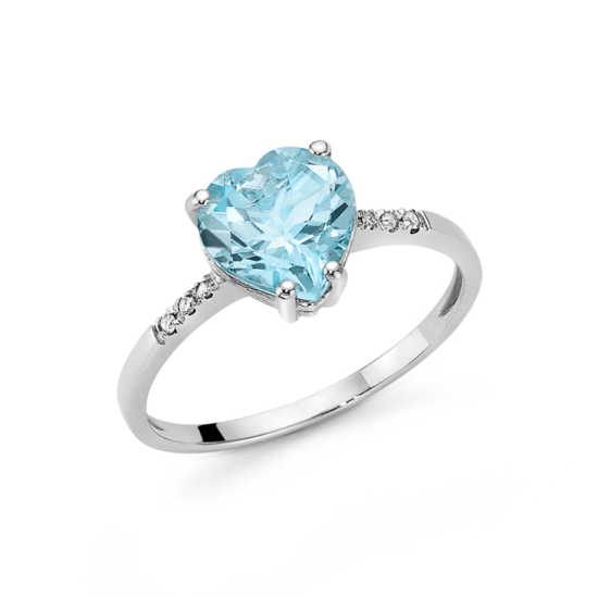 Anello Oro Bianco Topazio Azzurro Pozzoni Gioielli